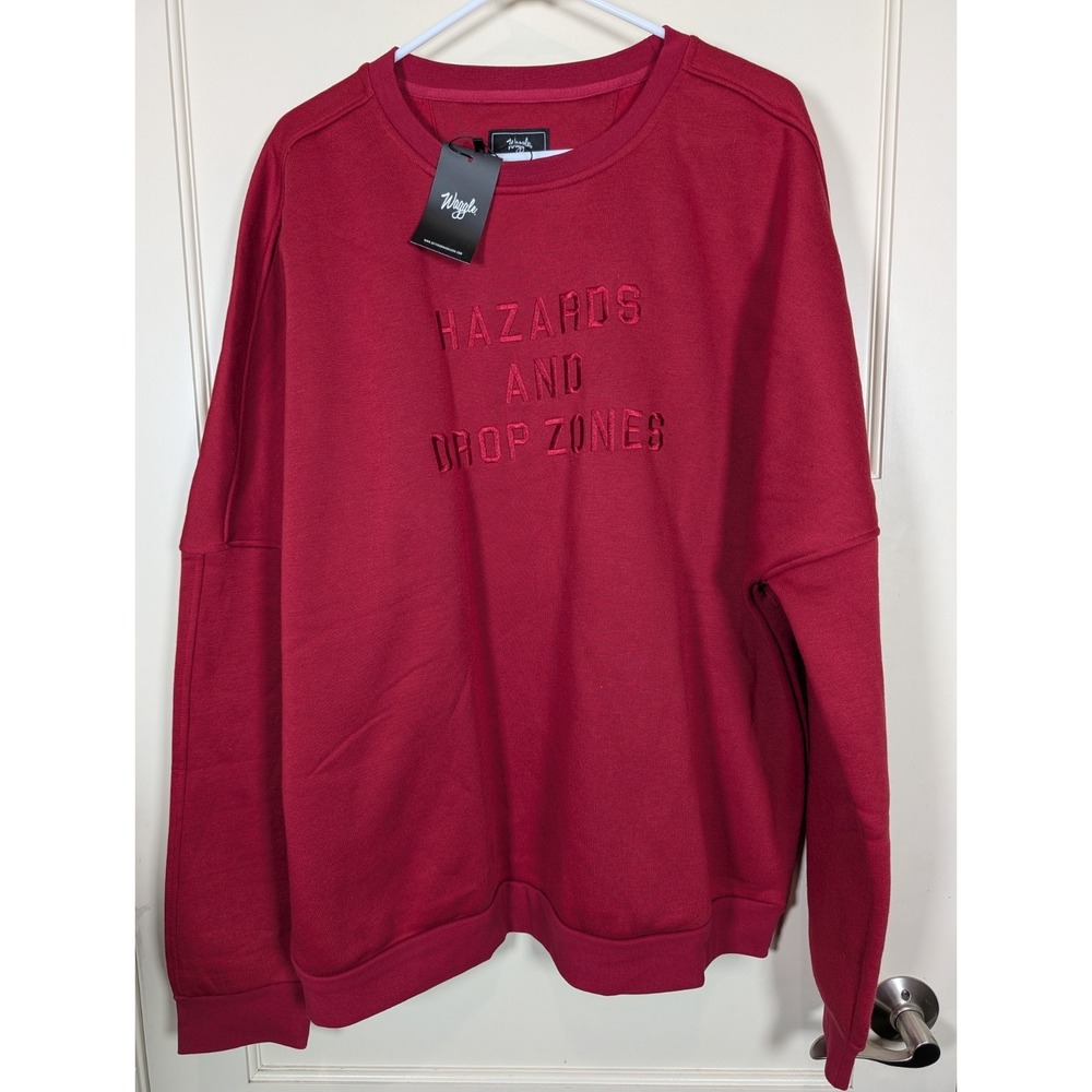 Waggle Golf Sweatshirt Crewneck Red Fleece Men's Size: 2XL Hazards & Drop Zone